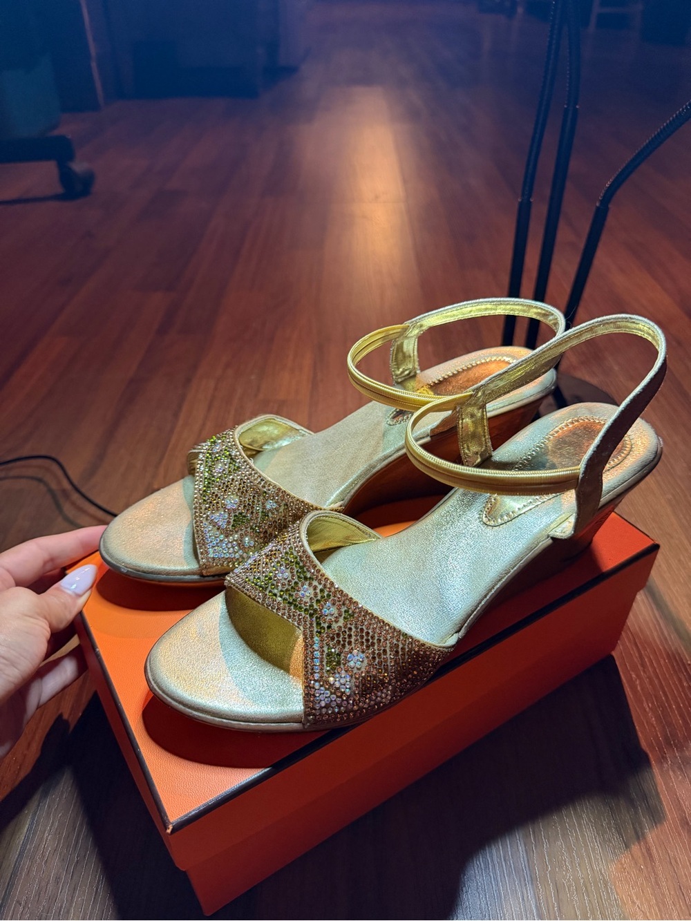 Gold Beaded Women's Dress Sandals